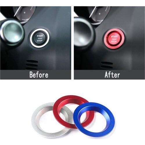 Car Keyless Engine Ignition Start Button Cover w/ Ring For Land Rover Range Rover Evoque Sport For Jaguar XJ XF Xe F-Pace F-Type