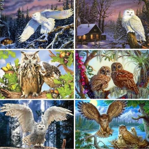 AZQSD Diamond Painting Owl Cross Stitch Picture Of Rhinestones 5d Diy Diamond Embroidery Sale Animal Gift Home Decor