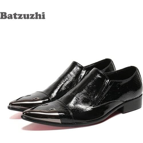 Batzuzhi Luxury Handmade Men Shoes Pointed Toe Formal Leather Dress Shoes Slip-on Business Leather Shoes, Big Size EU38-46