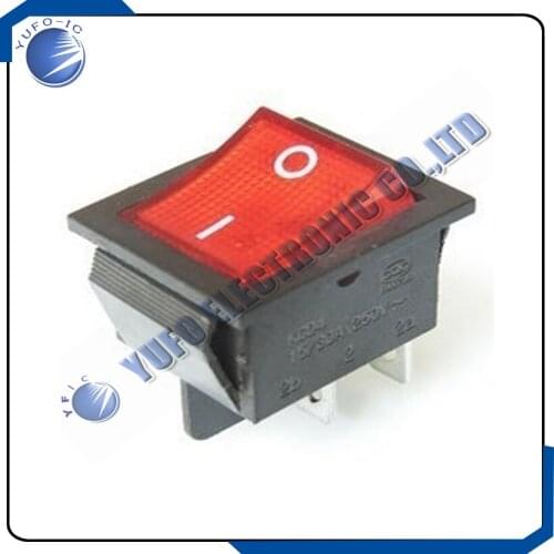 Free Shipping 5PCS Red Light On/off Rocker Switch 250V 15 AMP 125/20A