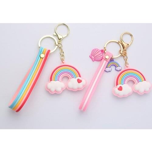 New Cute Rainbow Cartoon Fairy Figure Doll Key Chain for Women Bag Childrens Book Backpack Keychain Charm Jewelry Accessories