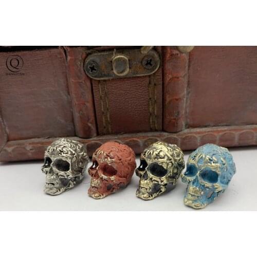 Pure Copper DIY Skeleton Head Beads Knife Pendant Jewelry Accessories EDC Outdoor Tool Paracord Skull Keyring Hanging Decoration