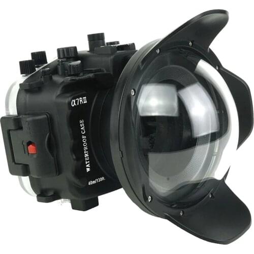40m/130ft For Sony A7 III A7R3 A7RIII A7III A7M3 28-70mm lens underwater camera housing diving case cover with 6" Dome port