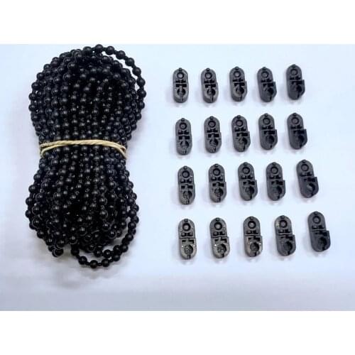 Black Color 10M Roller and 10pcs Roman Shade Blind Beaded Chain Connetor Cord Plastic Chain Repair Roller Curtain Blind Beaded