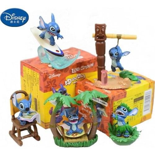 Disney Lilo&Stitch Toy Story4 Beach Scene Beach Playful Doll Buzz Lightyear Sheriff Woody PVC Anime Action Figure Kids Toys Gift