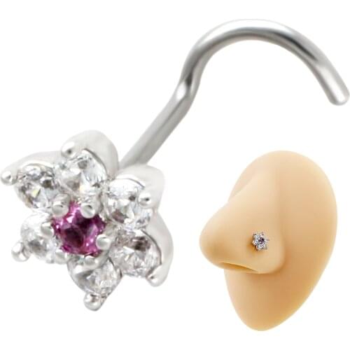 JHJT MUSI Nose Rings 20G Flower Nose Hoop Stud Piercings Screw 316L Stainless Steel Body Piercing Jewelry for Women