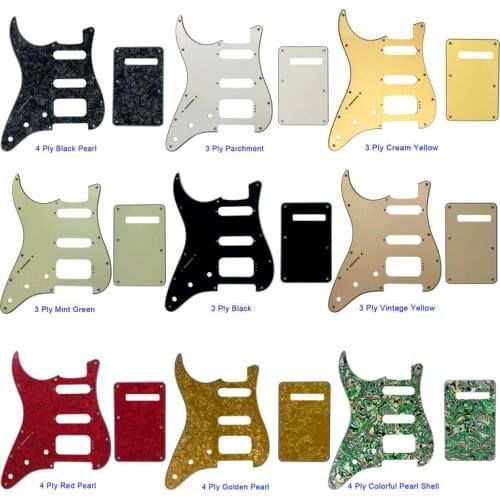 Quality Guitar Parts -For US Fd Left Handed 11 Screw Holes MIM Start SSH Humbucker Guitar Pickguard & Back Plate Scratch Plate