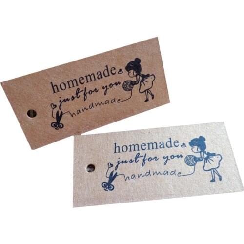 Retro Girl Homemade Brown Paper Tags With Needlework Swing Tags For Handmade Products Labels For Gift Decorative Label Card