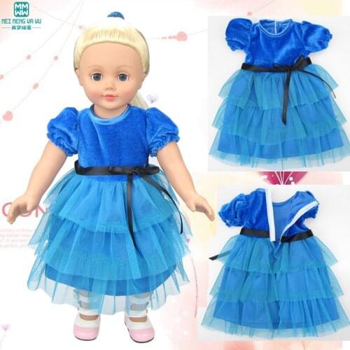 Doll clothes for 17-18inch 43-45cm American' doll and baby doll accessories Sapphire princess dress wedding dress