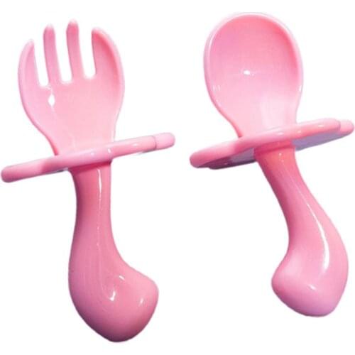 Spoon For Baby Utensils Set Auxiliary Food Silicone Gel Spoon Baby Learn To Eat Baby Training Spoon Fork Children Tableware