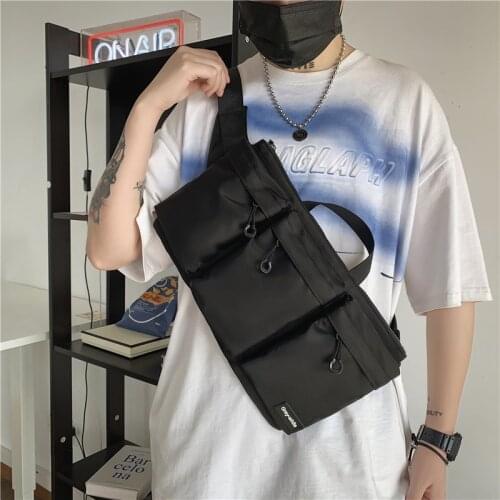 Fashion High Capacity Mens Chest Bag Student Personality Multi Pocket Waist Bag Youth Sports Messenger Bag 2021 New