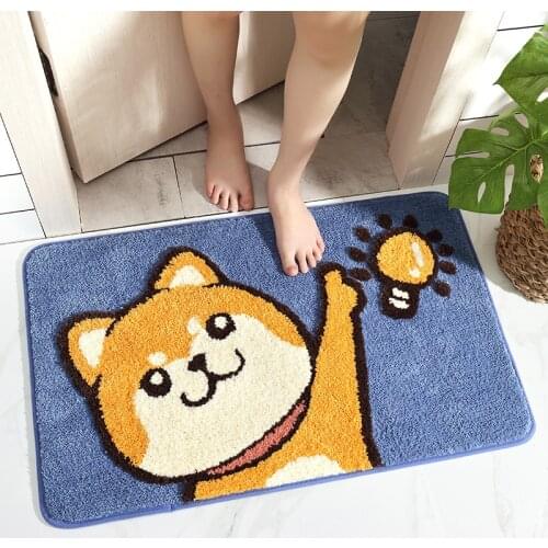 Cartoon Flocking Household Doormat Floor Mat Rugs Plush Carpet Bathroom Kitchen Absorbent Non-slip Mat Entrance Rug Pad Kid Mat