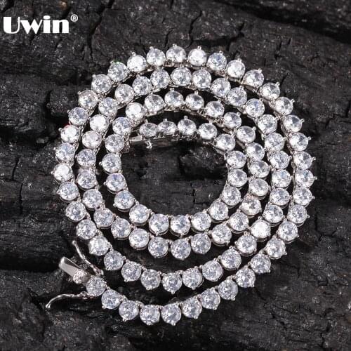 UWIN New Style 4mm White CZ Tennis Chain With Men And Women Necklace Fashion Gift Hiphop Jewelry Wholesale/Drop Shipping