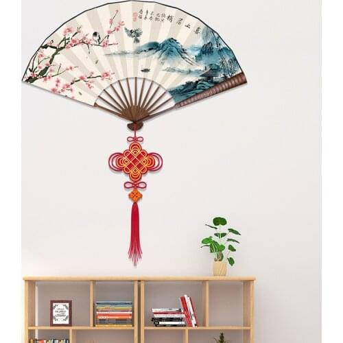Chinese Style Fan Wall Stickers Living Room Decoration Wall Decals Bedroom Home Office Decor Pegatinas De Pared Wallstickers Art