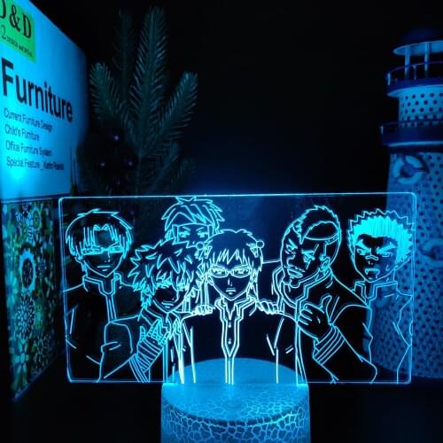 The Disastrous Life of Saiki K 3D Visual Night Light Lamp Anime Illusion Table Lamp Bedroom Decor Manga Led Lighting Kids Gift