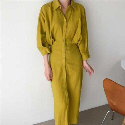 New Long Sleeve Long Shirt Dress Spring Casual Patchwork cotton Dresses Collar Buttons Loose Dresses Robe Femme Vestido CL564