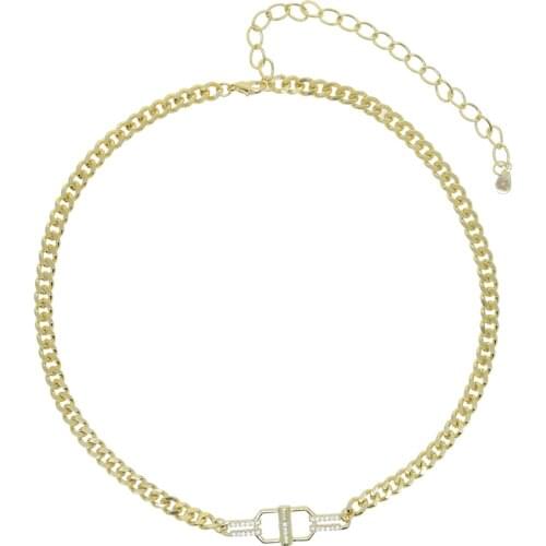 Plain Gold Color 5MM Curb Cuban Link Chain Toggle Charm Women Necklace Fashion