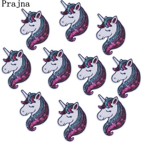 Prajna Hippie Unicorn Ironing Sequined Patches Cartoon Stripe Badges Cheap 10PCS Set Patch For Clothing Ornament On Kids Clothes
