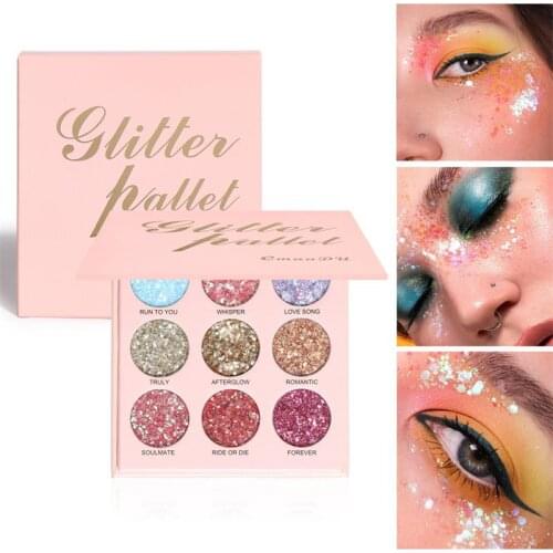 9 Colors Pressed Glitter Eyeshadow Palette Pearly Natural Lasting Waterproof Metal Eyeshadow Makeup Palette Beauty Cosmetics
