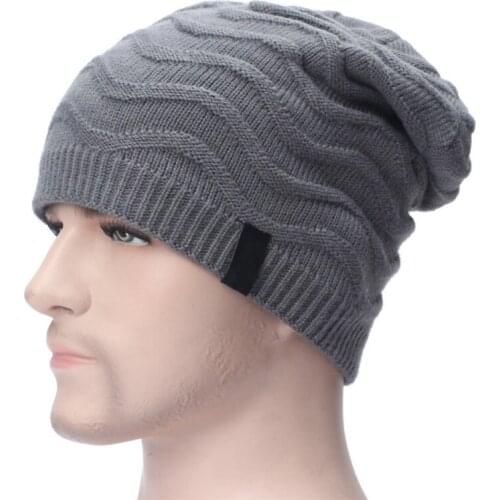 Beanie Cap Cotton Thermal Knitted Hat Thick Warm Fleece Headwear Winter Outdoor Running Skiing Warmer Cap