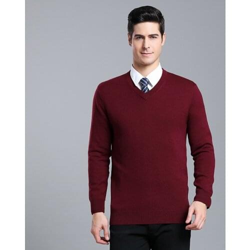 Sweater Men Clothes 2019 Autumn Winter Cashmere Wool Pullover Sweaters Slim Business Casual Thick V-Neck Pullover