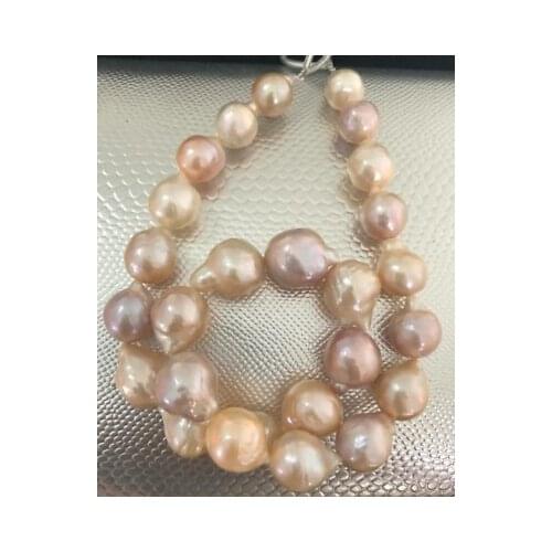 Gorgeous 12-13mm south sea baroque pink pearl necklace 18inch 36"