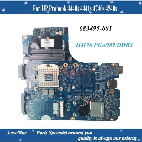High Quality 683495-001 FOR HP Probook 4440s 4441s 4740s 4540s Laptop Motherboard 683495-001 HM76 PGA989 DDR3 100% Tested