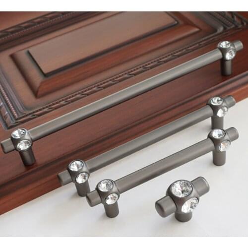 3.75" 5" 7.55" Pearl Ash Cabinet Handles Crystal Glass Dresser Drawer Pulls Wardrobe Door Knobs 96 128 192mm Furniture Handle