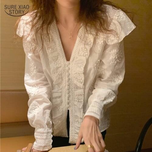 2021 Multicolor Creative Button Long-sleeved Printed Shirt Woman New Solid Blouse Retro Elegant Lady Blouse Blusas De Mujer15898