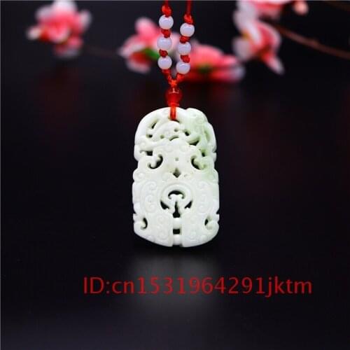 Women White Amulet Fashion Natural Chinese Rune Pendant Double-sided for Necklace Gifts Jade Men Jewelry Charm Carved