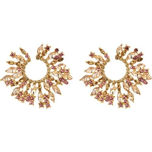 ZHINI New Design Exaggerated Punk Rhinestone Big Earrings for Women 2021 Irregular Personality Geometry Dangle Earring Jewelry