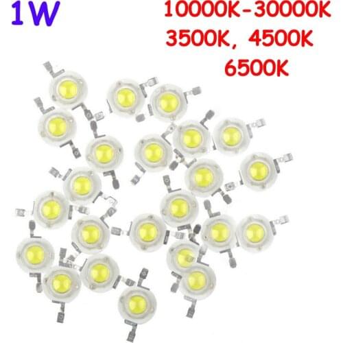 1000pcs 1W 100-110LM Cool White 10000K 20000K 30000K Warm White 3500K Natural White 4500K Pure White 6500K LED Bead Ligh Parts