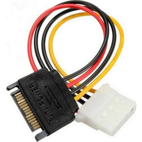 2packs New 4 PIN IDE Molex To Serial 15 Pin SATA Power Adapter cable cord for PC