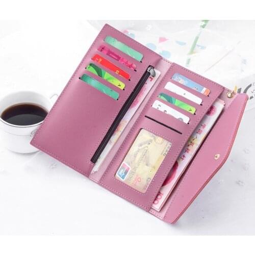 2021 Fashion Women Long Wallet Pouch Handbag Lady Coin Purse Card Holder with Photo & Zipper Pocket