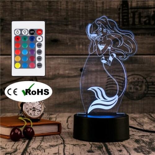 3D Led Novety Lighting Creative Gift Night Light Table Lamp Mermaid Light Led Home Corridor Hotel Party Atmosphere Lights