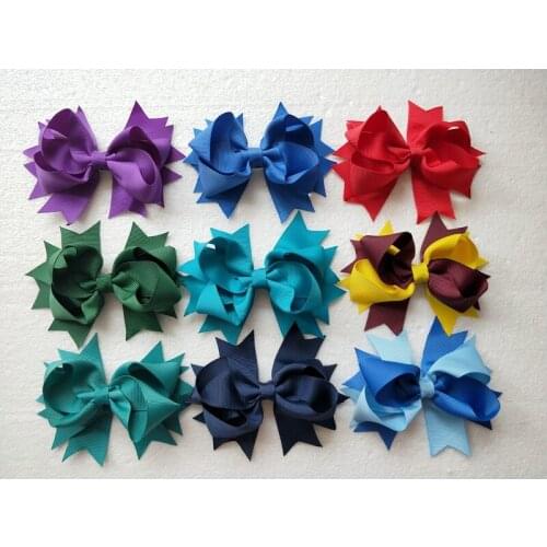 50pcs girl 4 inch double color bowknot hair bows clip headbands flower hair accessories kids headwear hair band HD3265-1