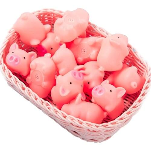 "50pcs/lot New Cute 4.5cm Dog Toys Pig Pet Toys Squeak Squeaker Chew Gift Home Decorations Screaming Rubber Pink"