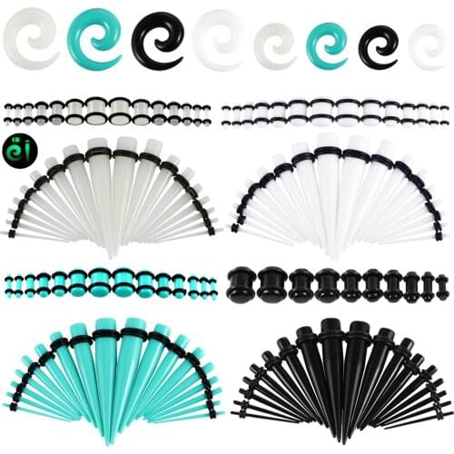 54pcs/lot Acrylic Mix Style Ear Stretcher in the Dark Spiral Taper Kit Screw Tunnel Plug 14G-00G Ear Gauge Kit Piercing Jewelry
