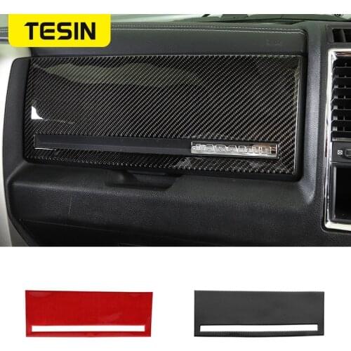 Carbon Fiber Car Co-pilot Storage Box Panel AC Air Outlet Vent Decoration Stickers Accessories For Dodge Ram 1500 2010-2015