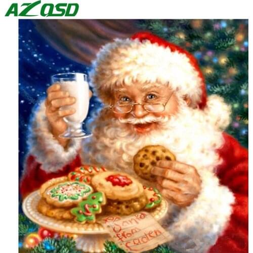 AZQSD Diamond Painting Santa Claus Diy Full Square Drill Handmade Gift Diamond Embroidery Cartoon Cross Stitch Kits Needlework