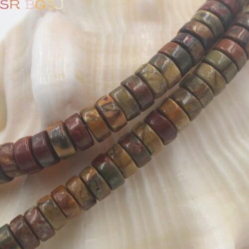 Free Ship 3x6mm 3x8mm 3x10mm Heishi Rondelle Picasso Natural Stone Gems Stone Small Bail Spacer DIY Beads 15"