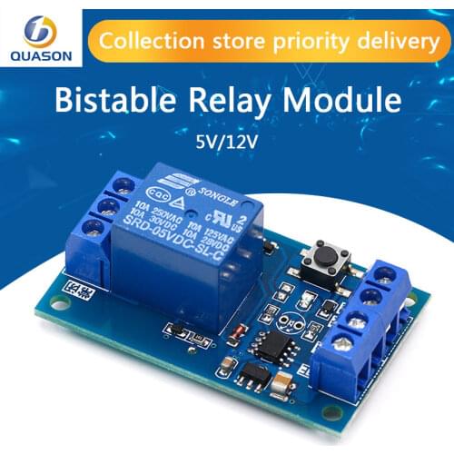 Bistable Relay Module 5V/12V Single Button Relay Module One Key Car Modification Start-Stop Self locking Car Modification Switch
