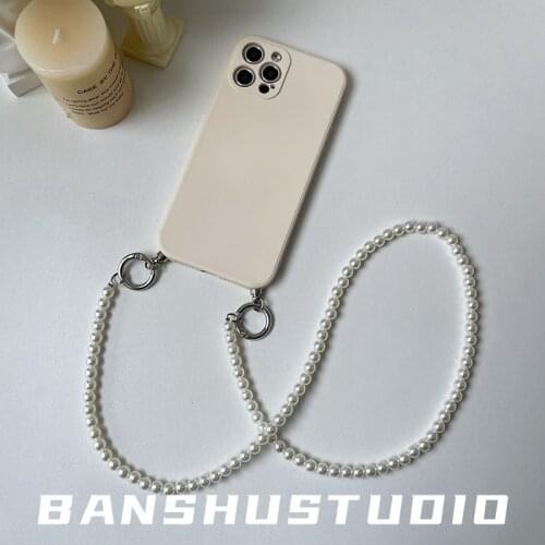 Chain Luxury Pearl bracelet Necklace Diagonal Lanyard soft Phone Case For iPhone 12 Pro Max XR X XS MAX 8 7 plus 11 Cover
