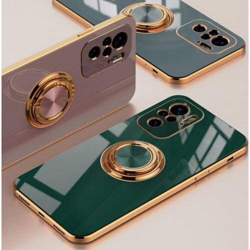 Beautiful plating Case For Xiaomi Redmi Note 10 case 10S Silicone Ring Stand Holder color Cover For Redmi K40 Pro Note 9T 5G