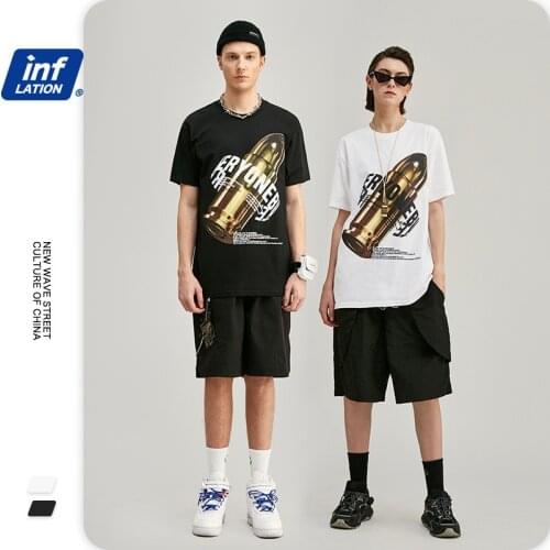 Fashion Bullet Printed Cotton Round Neck Short Sleeve T-Shirt High Street Trend Unisex T Shirt NO45