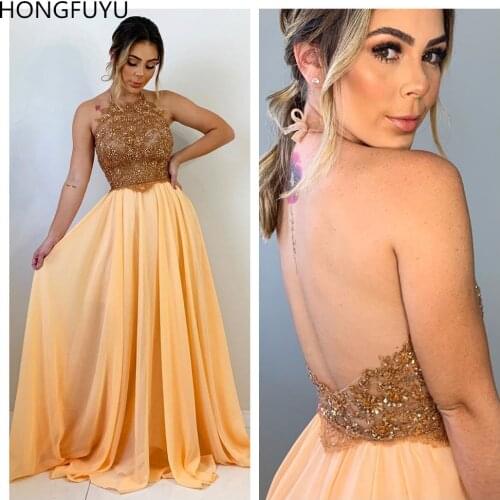 HONGFUYU vestidos de festa Chiffon Prom Dresses Womens Formal Evening Gowns sukienka wieczorowa A-line Party vestido formatura