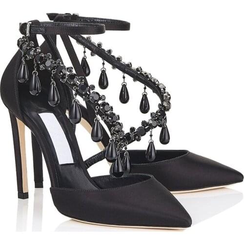 Graceful Crystal Wedding Shoes Pointed Toe Bling Bling Rhinestone Heels Women Pumps Sexy Party Shoes Fashion Womens High Heels