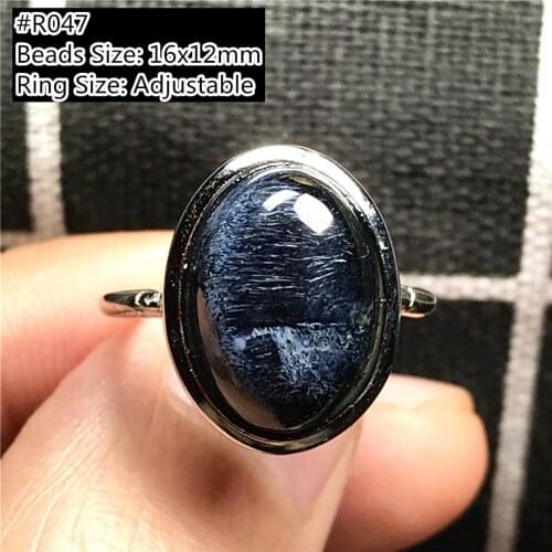 Top Natural Blue Pietersite Stone Ring Jewelry For Woman Man Silver 925 Healing Gift Crystal Oval Beads Adjustable Ring AAAAA