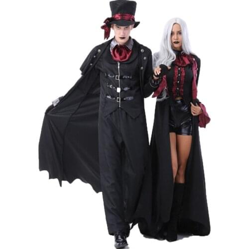 Halloween Vampire Couple Costumes Mens Bloody Handsome Costume Womens Steampunk Vampiress Uniforms Blood Countess Kits