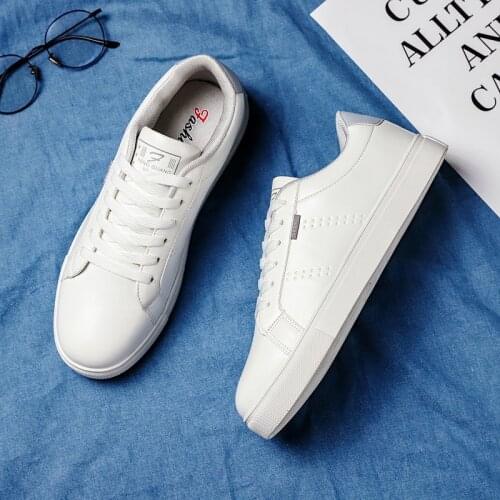 Autumn 2020 Leather Mens Sneakers White Breathable Casual Men Shoes Man Vulcanized Shoes Zapatillas Hombre NanX338